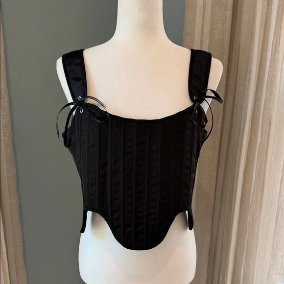 Scarlet Darkness Satin Black Corset Top, Size 16 NWT - Picture 2 of 13